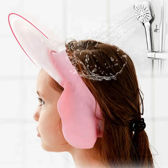 Touca infantil para banho, boné de banho para proteção de olho e orelha para lavar cabelo