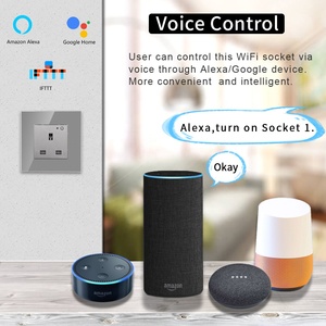 Enchufe de pared inteligente SLS Tuya Zigbee tipo Reino Unido 16A Panel de vidrio con botón pequeño Alexa y Google Home Control de voz para uso en computadora