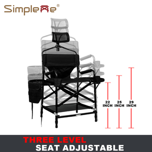 Simpleme hafif alüminyum ayarlanabilir makyaj sanatçı sandalye rahat kafalık ile taşınabilir Tall direktörü berber koltuğu - Product Image 3