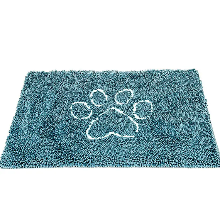 Super thick quick drying durable washable microfiber chenille dog paw mat rug