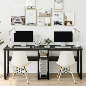 Mesa de estudio de ordenador de pie en forma de L de madera, estación de trabajo, escritorio de PC para dos personas - Product Image 1