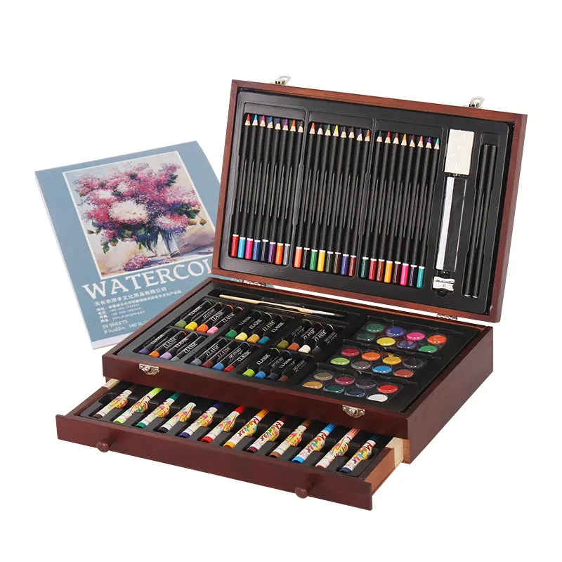 Ensemble de peinture en bois de haute qualité personnalisable, ensemble de dessin, fournitures d'art SF-104T