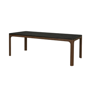 伍兹夫人矩形餐桌复古乡村深色黑色顶部实心橡木餐桌 - Product Image 1