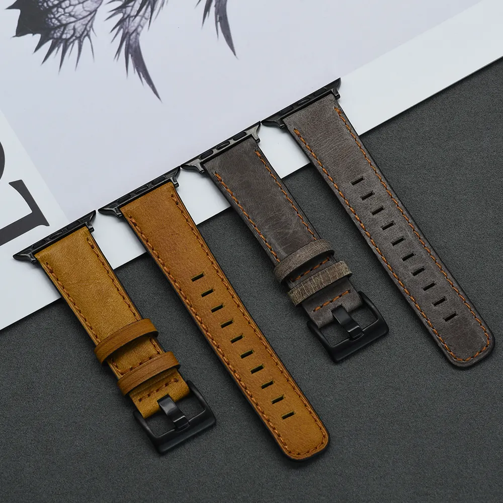 Cinturino in pelle Vintage con incisione Laser stampata personalizzata per cinturino Apple Watch