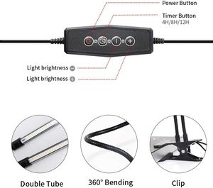 ไฟ LED สำหรับปลูกพืชแบบคลิปเต็มสเปกตรัมพร้อมไฟ LED สีแดงสีขาวสำหรับพืชในร่มหรี่แสงได้5ระดับปรับแสงอัตโนมัติเปิด/ปิดเวลา - Product Image 6