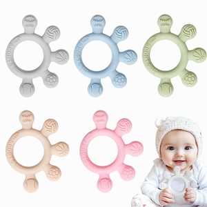 Unisex mềm đồ chơi mới nhất cấp thực phẩm Silicone núm vú bé Teether gấu hình dạng động vật với Giáo Dục Tính năng an toàn - Product Image 5