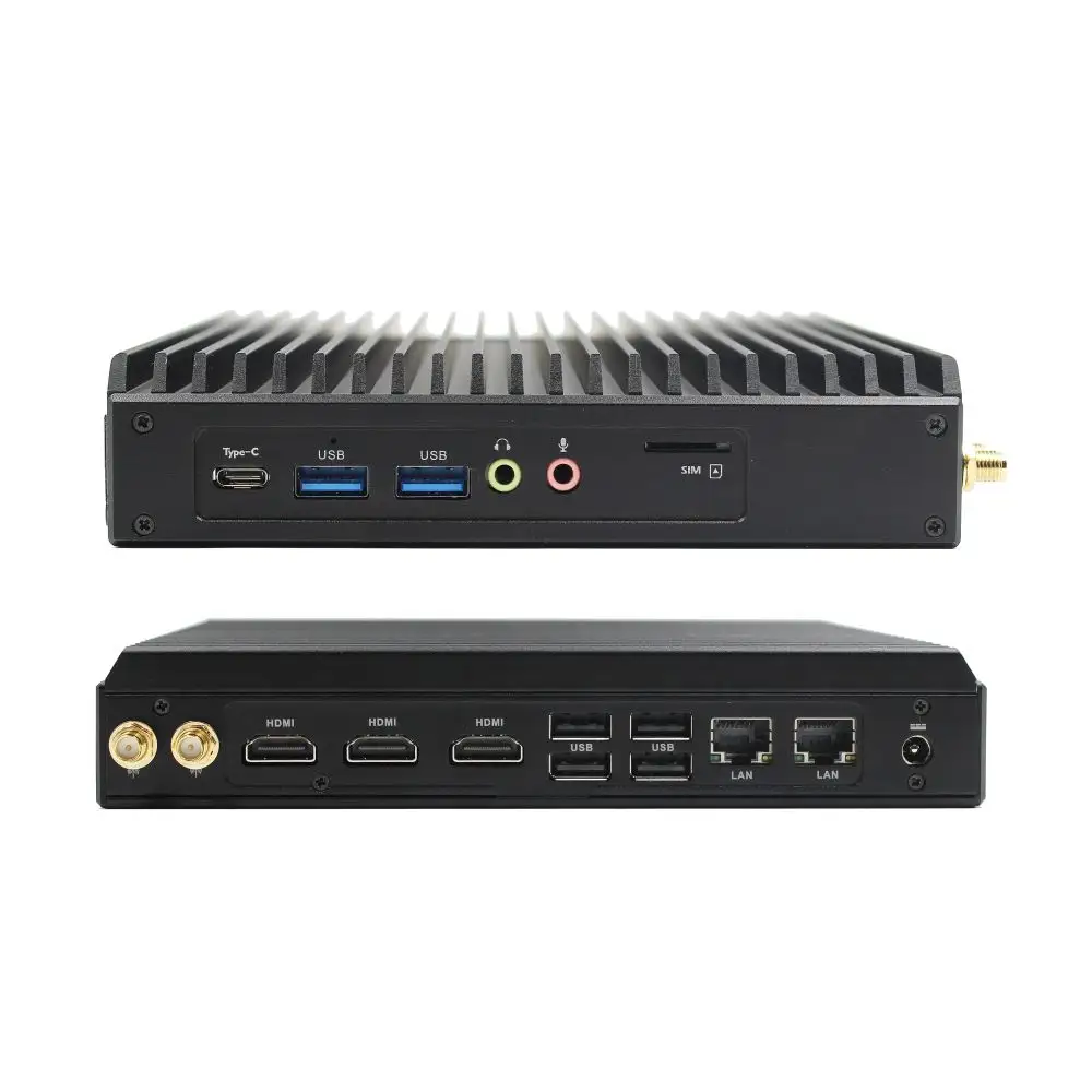 Endüstriyel fansız J6412 MINI PC 3HDM 2 LAN MINI PC VPN sunucu mini pc grafik kartı ile