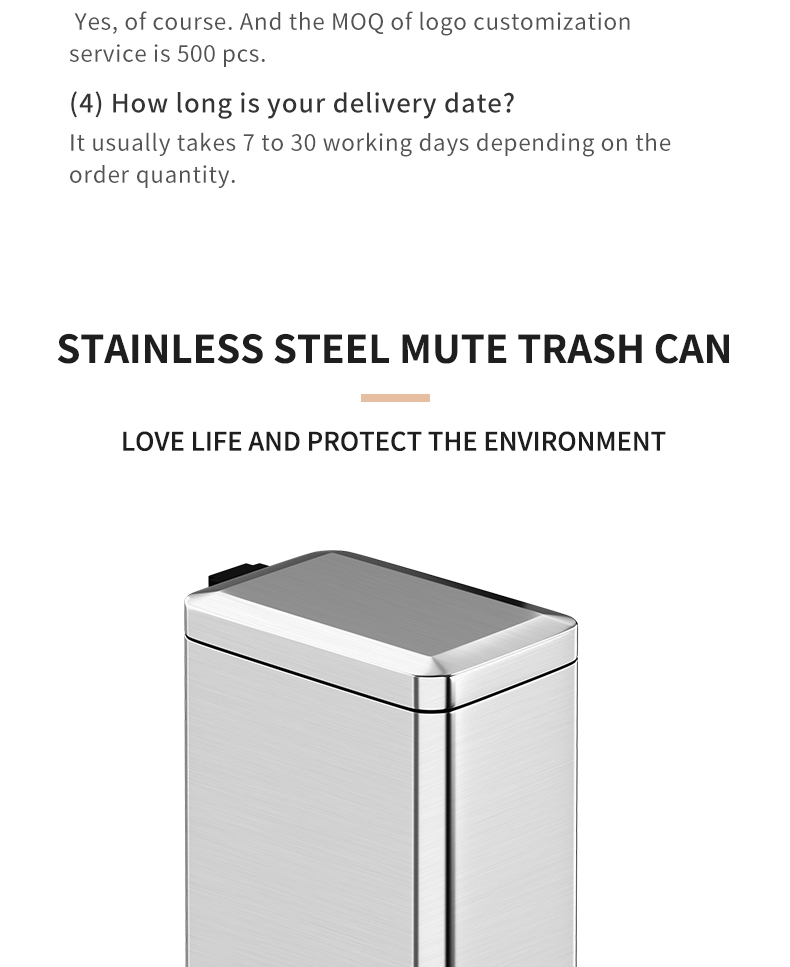 Cross-border kitchen living room European style creative stainless steel quiet garbage can