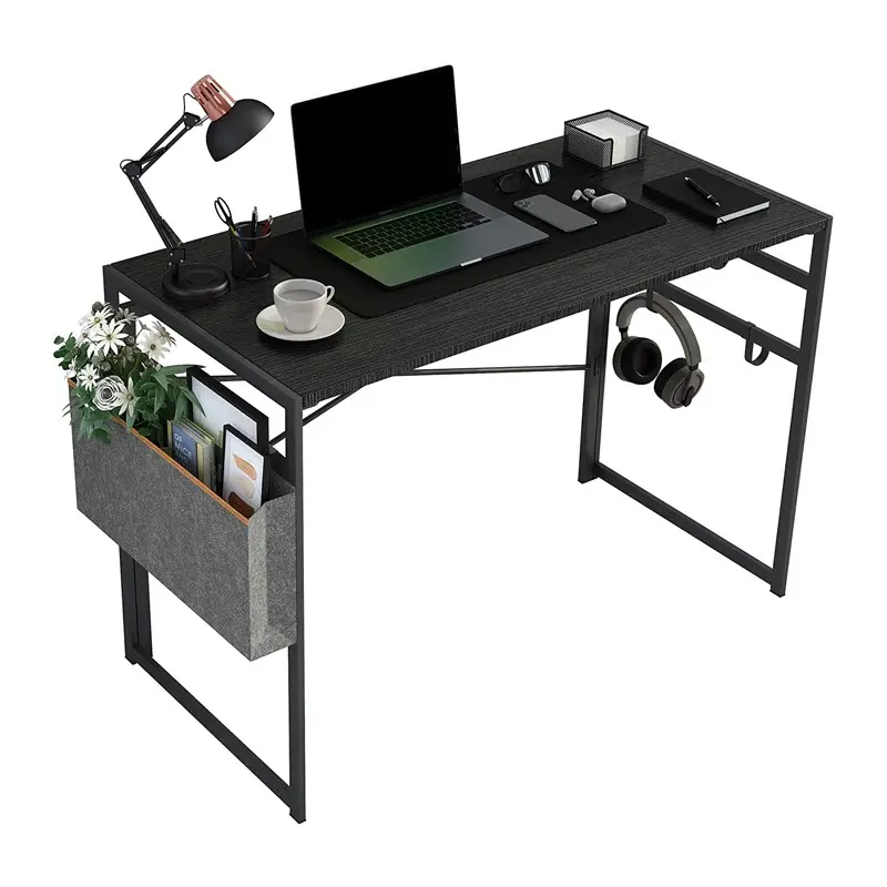 Escritorio de diseño moderno para ahorrar espacio, escritorio pequeño plegable para ordenador con bolsa de almacenamiento y gancho de fácil montaje