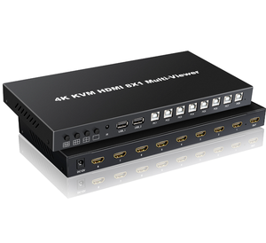 4K HDMI KVM 8x1 Multi-visor Conmutación sin costuras 8 Entradas 1 a través del botón y control IR