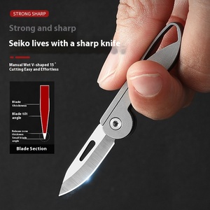 Compact &amp; Portable Outdoor Camping Tactical Utility Knife Box <strong>Cutter</strong> Stainless Steel <strong>Key</strong> Keychain Hunting Folding Pocket Knife - Product Image 2