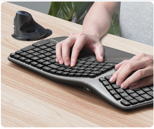 Teclado ergonómico inalámbrico con reposamuñecas para Windows/Mac, teclado con diseño dividido, USB - Product Image 6