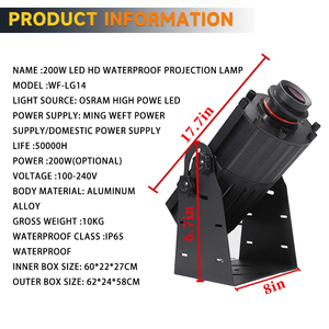 200W endüstriyel güvenlik uyarısı projektör ışık, LED vinç uyarı işareti projektör ışık, GOBO projektör desen ücretsiz özelleştirme - Product Image 6