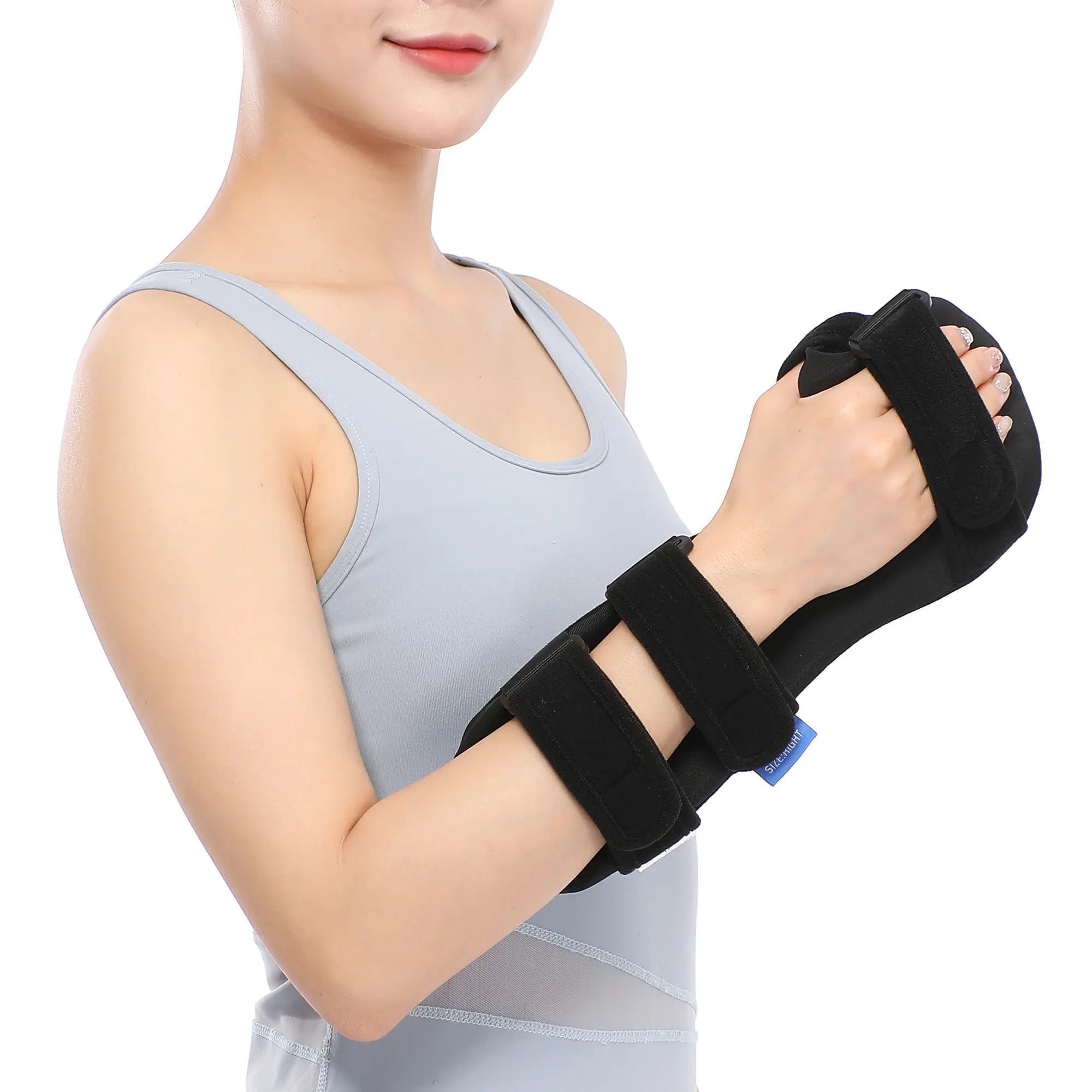 Penahan patah tulang pergelangan tangan, pelindung bidai jari dapat disesuaikan nyeri pergelangan tangan jempol