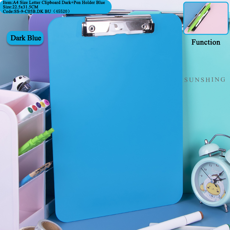 C05B Clipboard W/Pen Holder Dark Blue