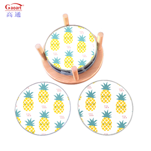 低价定制形状钢化砧板手柄浮球光滑表面套装酒杯杯垫和垫 - Product Image 1