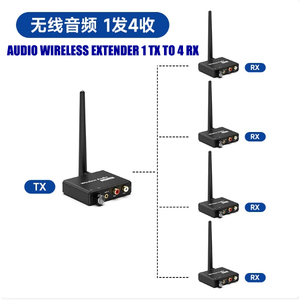 音频2.4G无线数字音频发射器和接收器TX RX RCA输入和输出50米宽范围