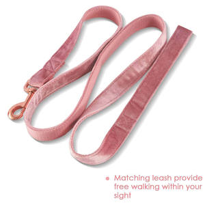 Juego de collares y correas de terciopelo para gatos, color rosa y negro, personalizado, suave, de clase alta, de lujo - Product Image 3