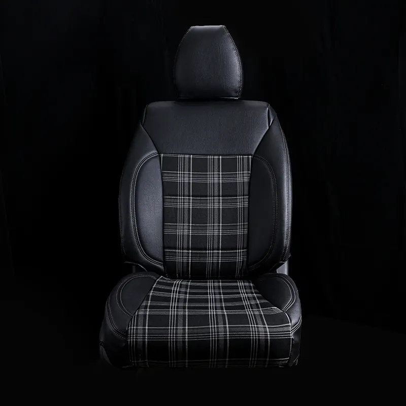 רכב מושב כיסוי PVC עור עם פולקסווגן MK7 GTD GTE GTI אפור Tartan בד רכב מושב מכסה מלא סט יוקרה מותאם אישית פריט סגנון