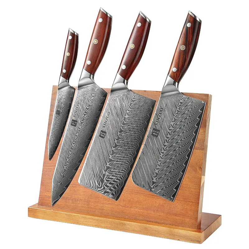 5 Buah 67 Lapisan Pisau Koki Baja Damaskus Jepang Pisau Dapur Super Tajam Set Pegangan Rosewood