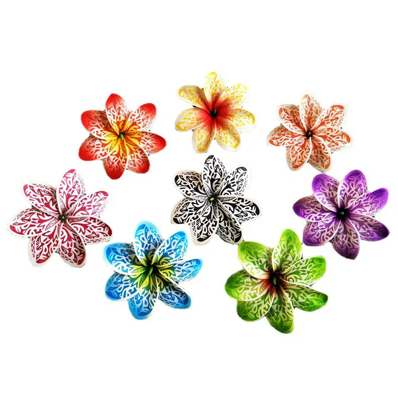 HIPIE 10cm 하와이안 파티 장식 Frangipani 귀 꽃 인공 다채로운 부드러운 거품 말린 히비스커스 꽃 여자