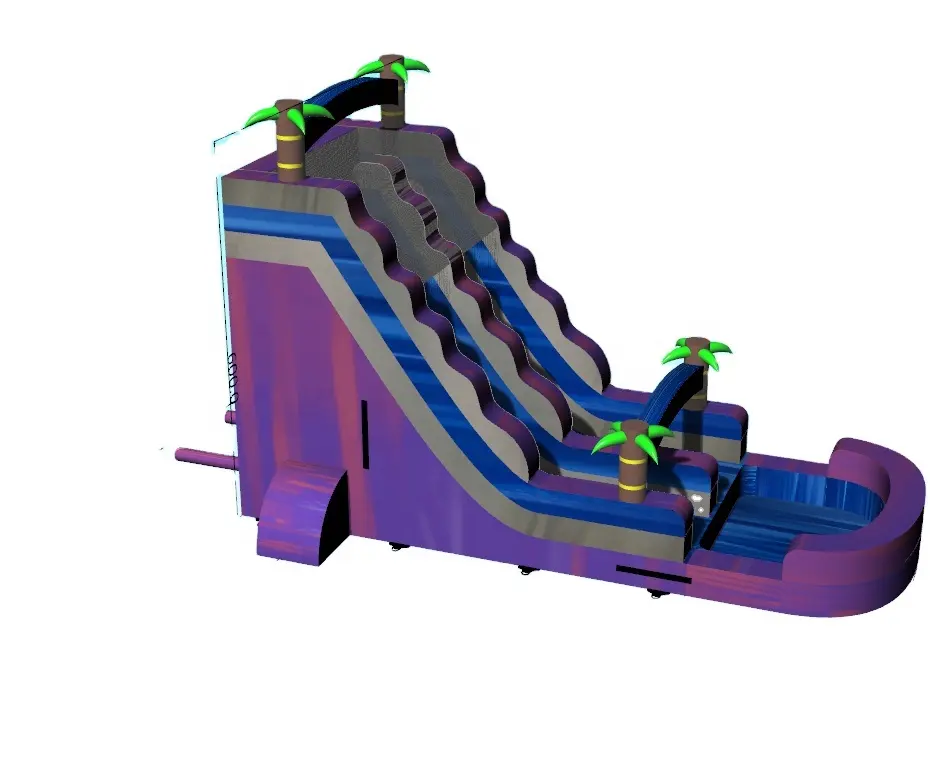 Màu Tím Nhiệt Đới Inflatable Nước Slide Đảng Quái Vật Inflatables Nóng Bán Trượt Nước