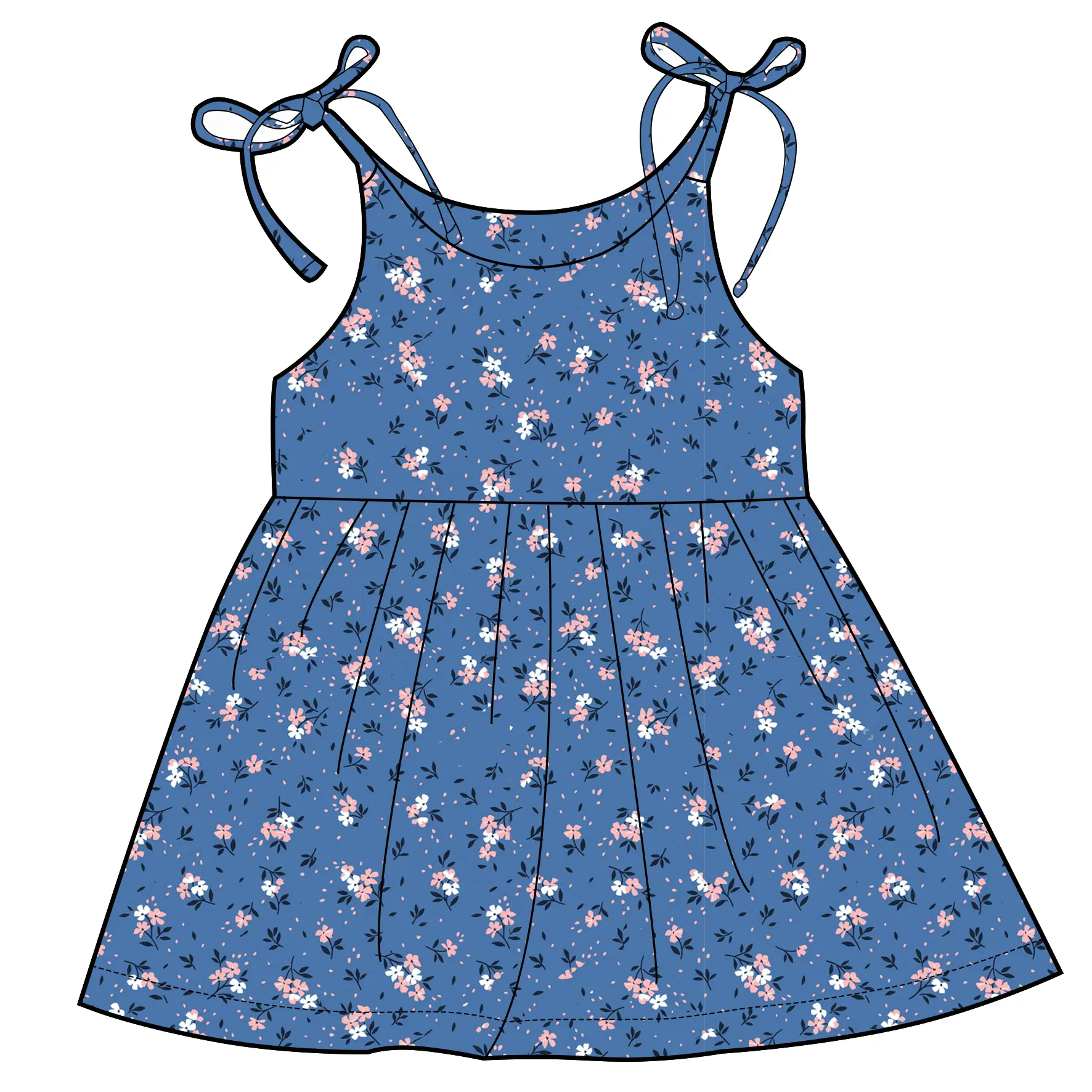 Butik yaz bebek yürümeye başlayan elbise çiçekli elbiseler bebek kız süt ipek baskı giyim
