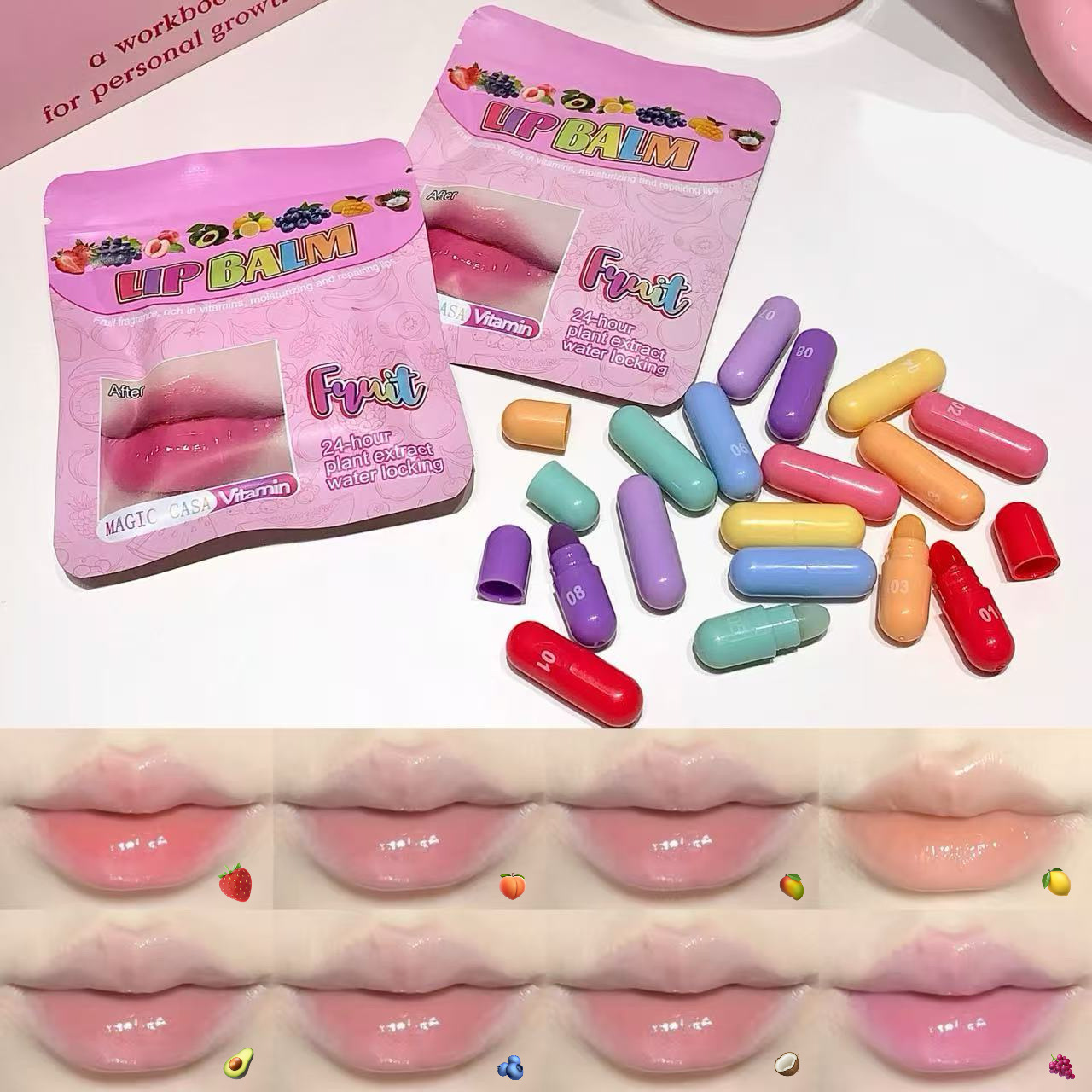 Bálsamo labial de frutas-8 piezas-14g8 piezas