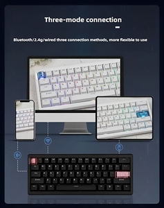 Teclado mecánico QK61 V2 60% Estructura de junta de diseño VIA /Qmk Programable Intercambio en caliente Tres modos Inalámbrico 2,4G Teclado RGB - Product Image 3