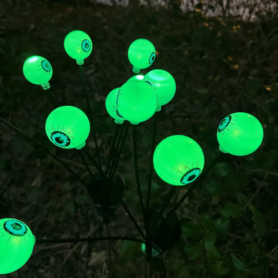 ソーラー怖い眼球ライト6LEDグリーン眼球揺れるホタルライト防水飾りハロウィーンパーティーの装飾