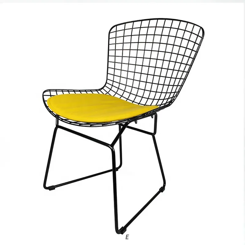 Chaise de loisirs avec cadre en métal, Design moderne, maille, fil noir, chaise latérale, chaise de Restaurant pour hôtel