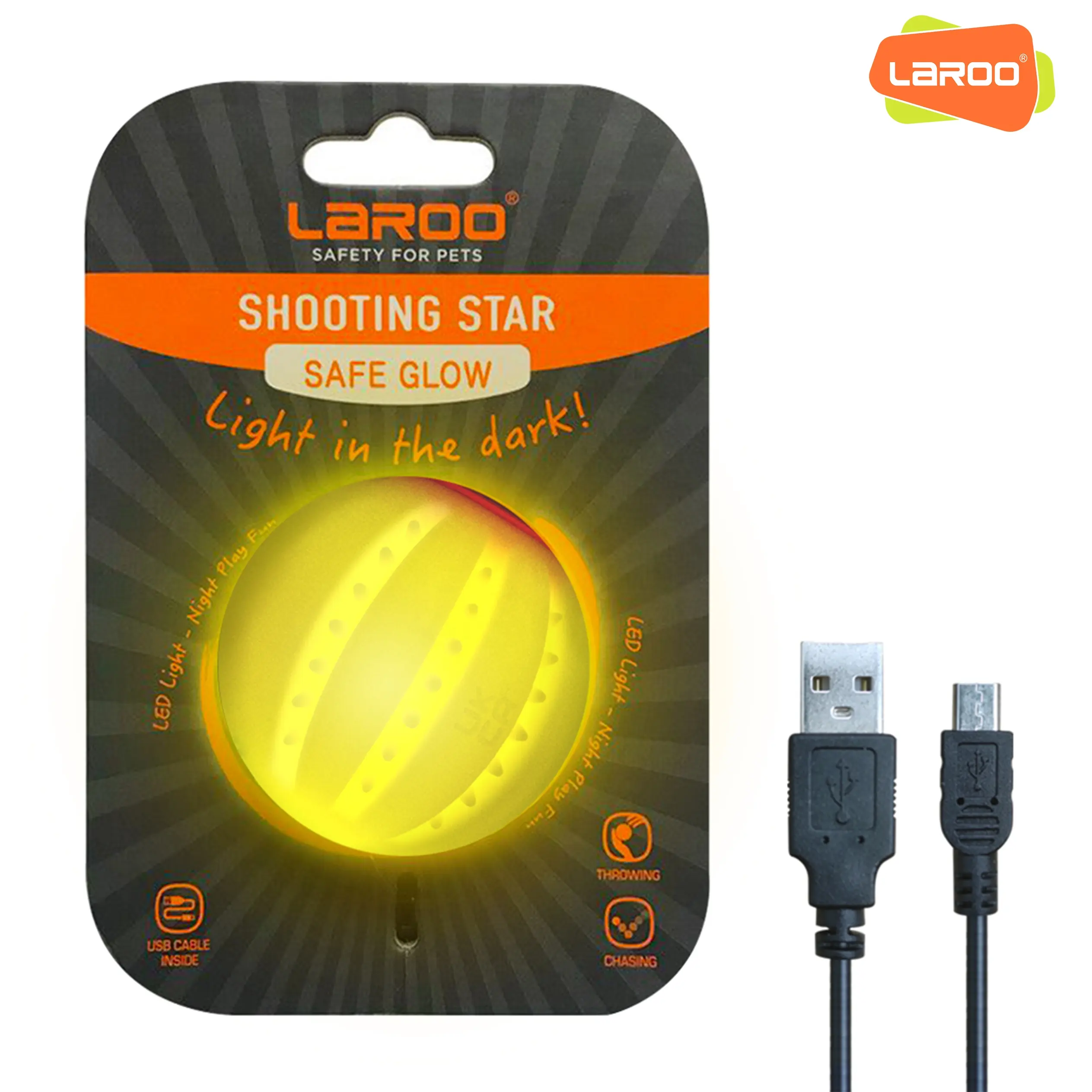 LaRoo campione gratuito forniture di prodotti per animali domestici di alta qualità LED dog interactive toy glow ball per il gioco di recupero del cane di notte
