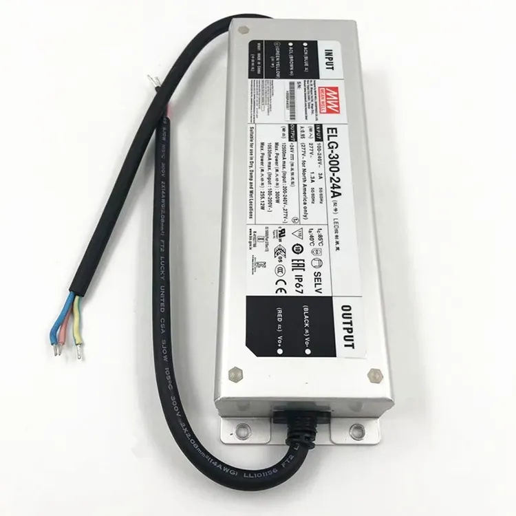 MEANWELL ELG-300 300W 12V 24V LED di Alimentazione 110V/220V AC Impermeabile IP67 Meanwell regolabile Ha Condotto il Driver