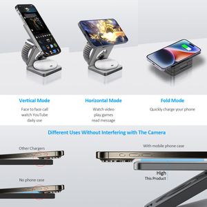 15W Fast 3-in-1 Magnetic Wireless Charger Stand Foldable Phone Holder and Dock Station with 5V/3A <strong>Output</strong> 9V/2A <strong>Input</strong> - Product Image 4
