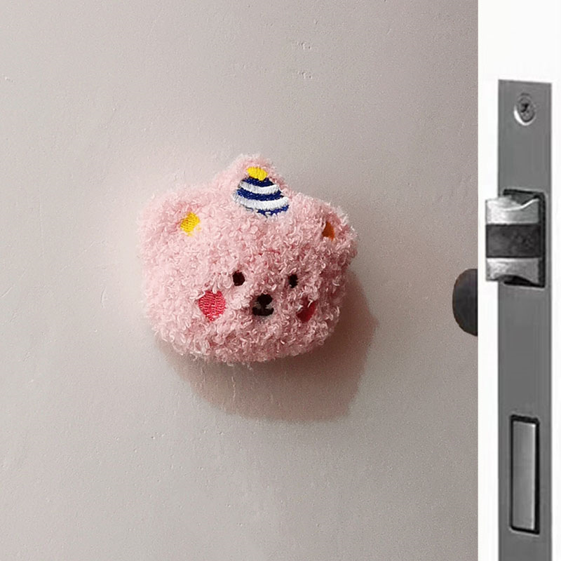 Autocollant anti-collision pour porte arrière - Style chapeau de fête - Tête d'ours rose