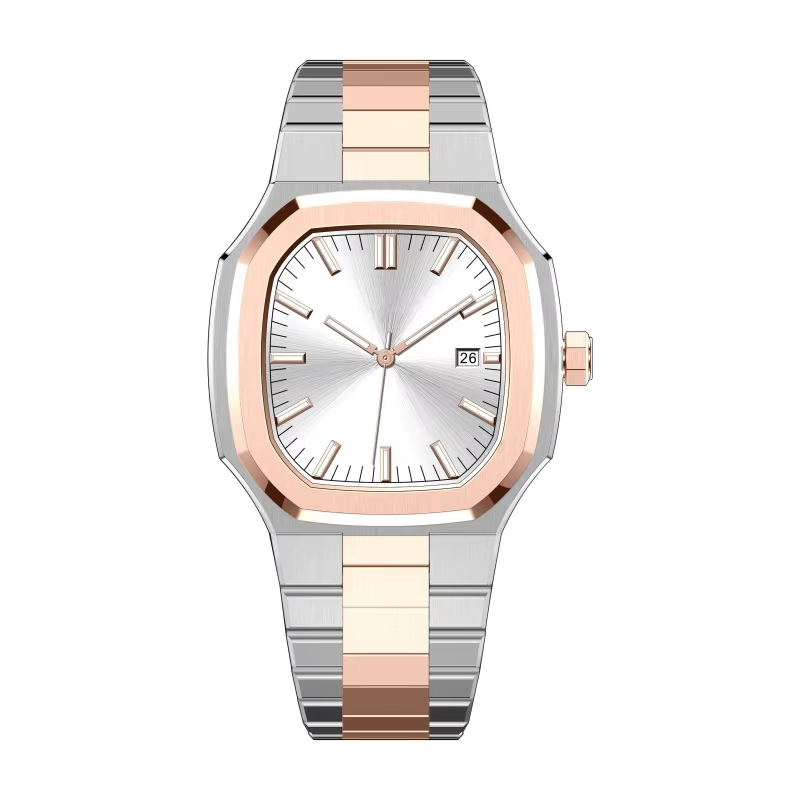 Due toni argento oro rosa cassa quadrante bianco