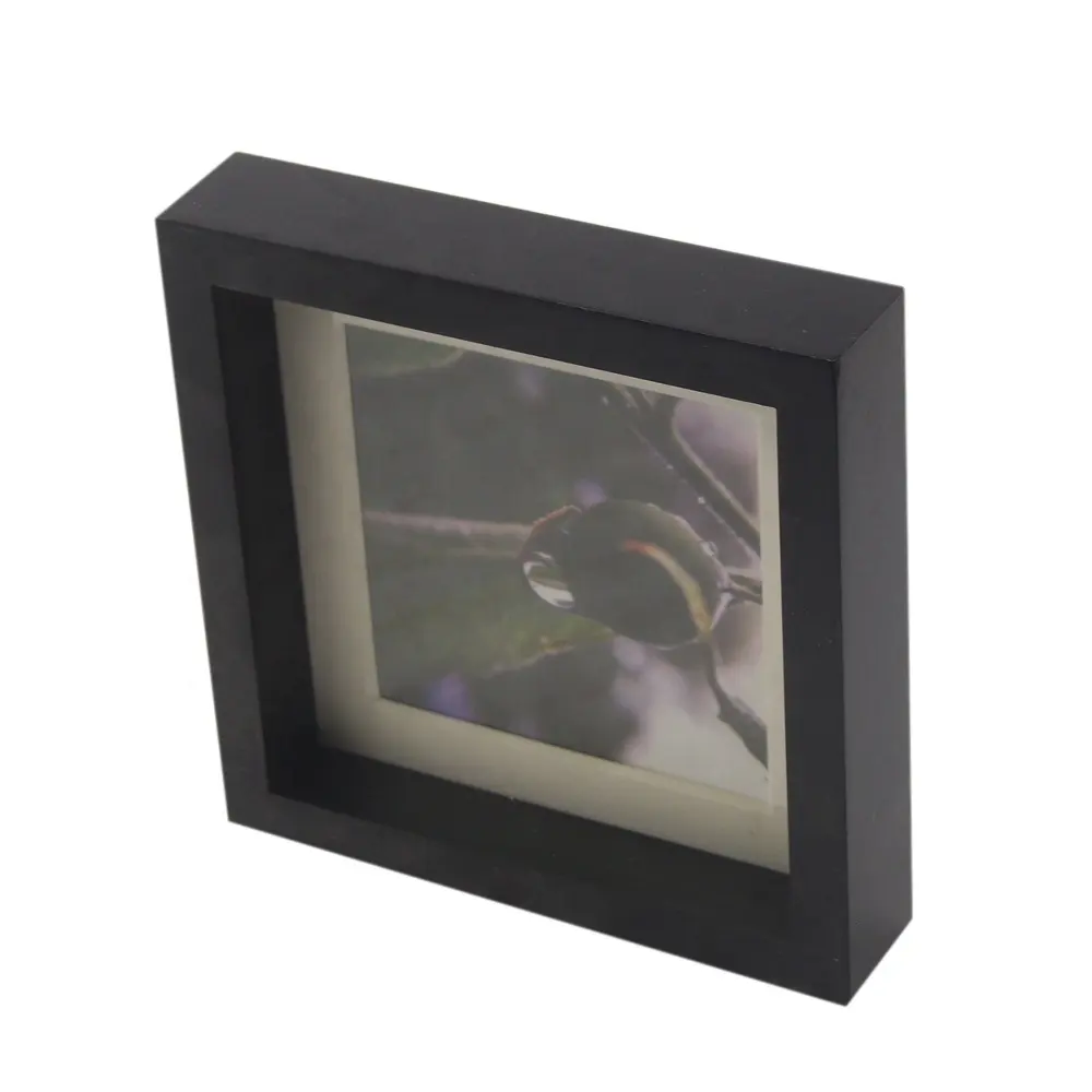 Foto cuadrada de madera maciza decorativa moderna, vidrio MDF ecológico personalizado disponible A3 4x6 8x10, artesanía negra tallada, estilo moderno
