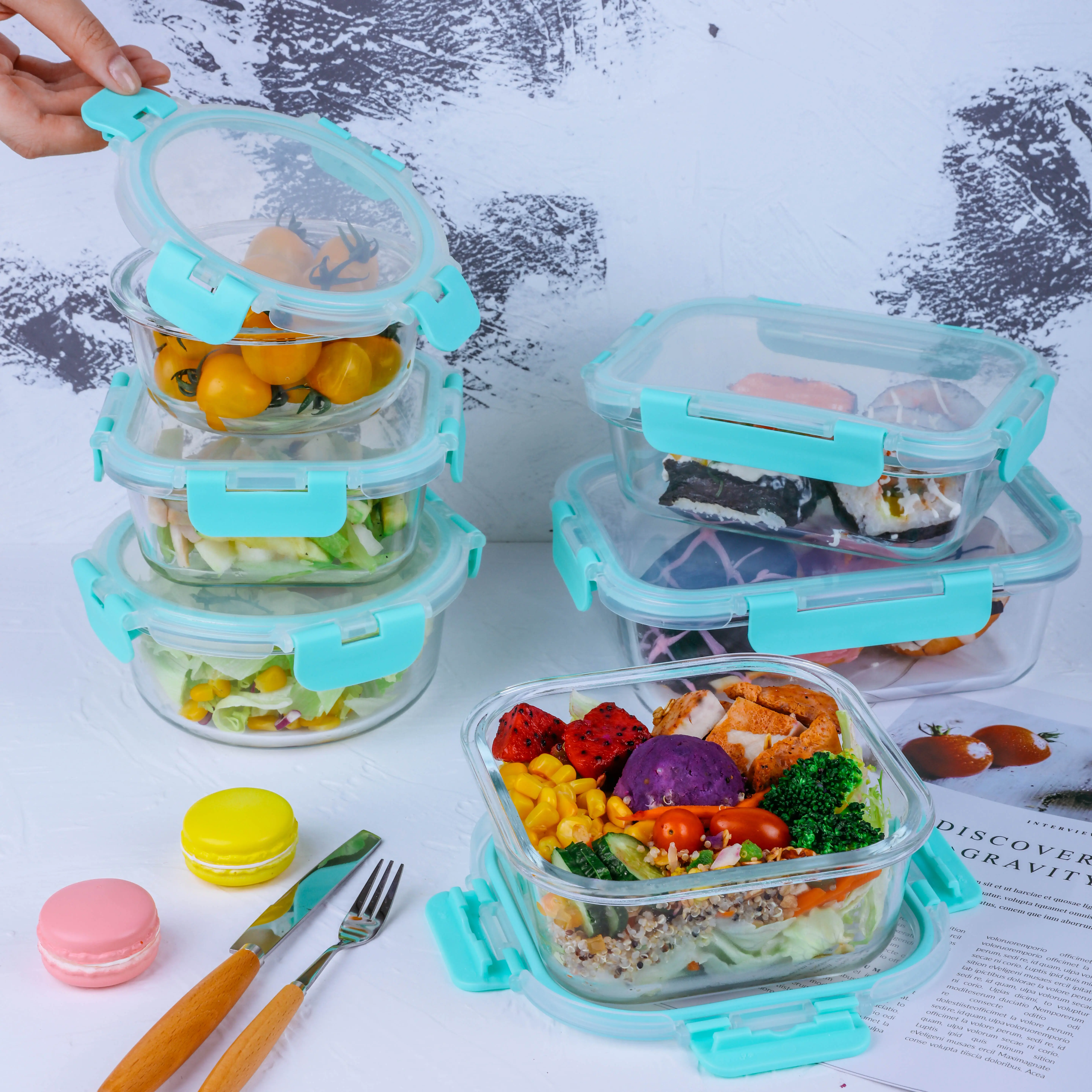 Bento Lunch Box Containers Large Glass Containers Airtight Food Storage Containers for Kitchen