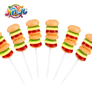 Nhà Máy Bán buôn giá cả phải chăng đầy màu sắc hộp trái cây hương vị kẹo Jelly, bánh hamburger hình dạng kẹo mềm, halal trẻ em lollipops - Product Image 4