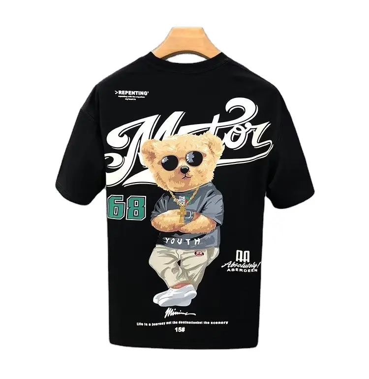 Little Cool Bear Cartoon t-shirt manica corta per uomo High end Fashion Brand allentato girocollo moda gioventù sottofondo mezzo