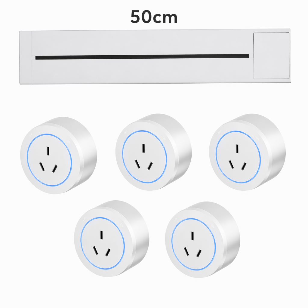 Rail blanc de 50 cm avec adaptateur 4+1