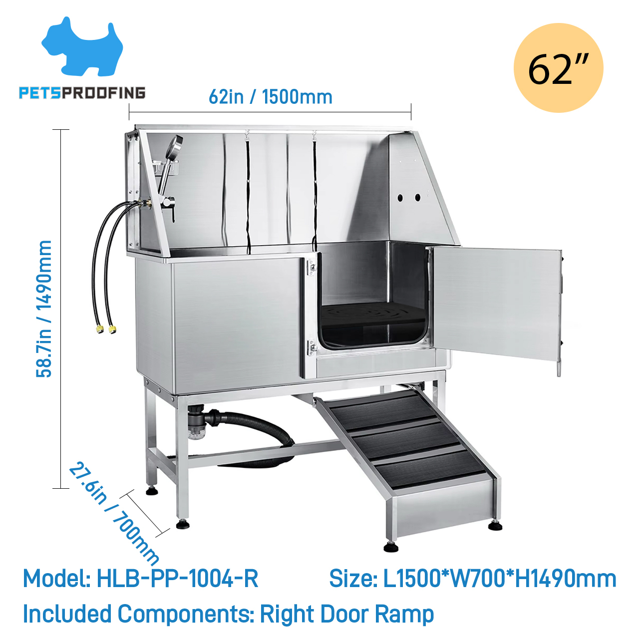 Porte droite 62 pouces