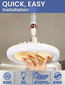 Ventiladores de techo tricolor ajustables con luces Led con Control remoto para dormitorio regulable E27 luces de ventilador LED para habitación - Product Image 6