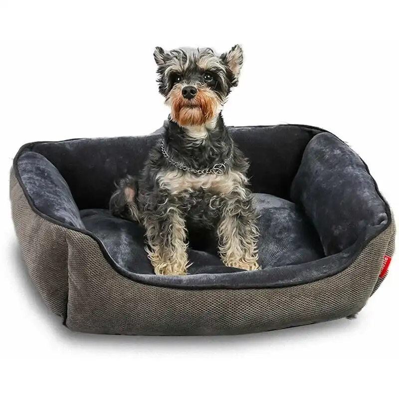 Cuccia per cuccioli rettangolare accogliente lavabile in lavatrice lettino per cani di design ortopedico di lusso calmante con fondo antiscivolo