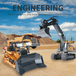 ROXGOCT 1:20 RC ekskavatör 11CH 2.4G uzaktan kumanda yarış iş makinesi paletli kamyon buldozer damper oyuncak arabalar şarj - Product Image 6