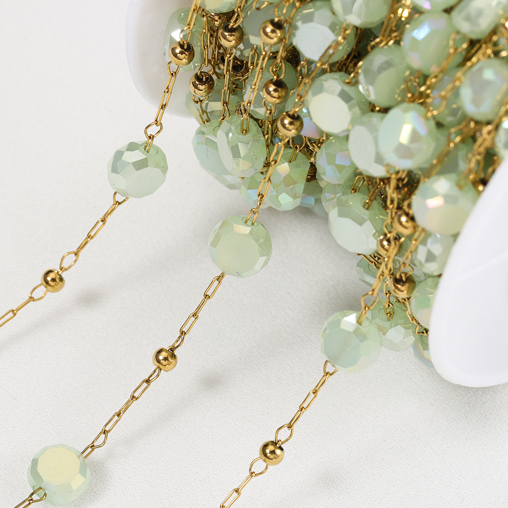 Light green Flat Faceted-Gold plated