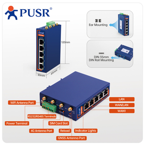 PUSR Dual Qualcomm Industrial Cellular Router 5 * Ethernet + RS232 + RS485 4G LTE Router Sim Card Modem WiFi Router USR-G806p - Product Image 5