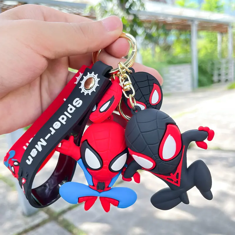LLavero de silicona de Spiderman de Marvel, colgante de llave de coche, bolsa creativa, novedad, venta al por mayor