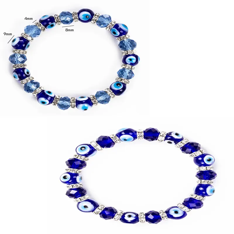 Bracelet porte-bonheur en perles de verre, couleur bleue, pour femmes et hommes, bijoux fer à cheval, brin de prière turque, cadeau
