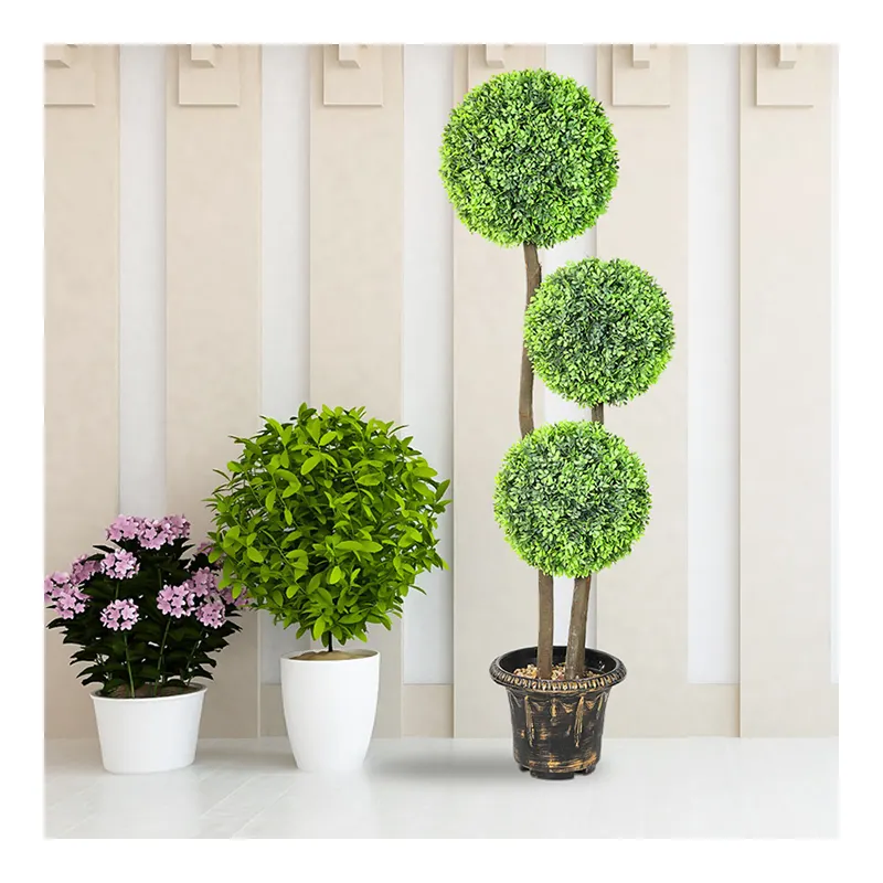 PZ-3-211 haute Simulation intérieur décoratif Faux plastique buis boule topiaire verdure herbe artificielle bonsaï plantes arbre